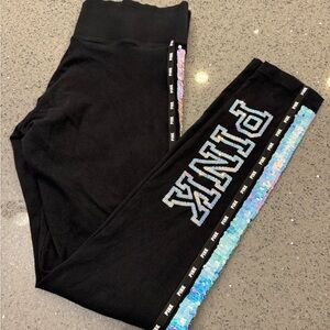 PINK Victoria's Secret Pink and Blue Sequin Leggings